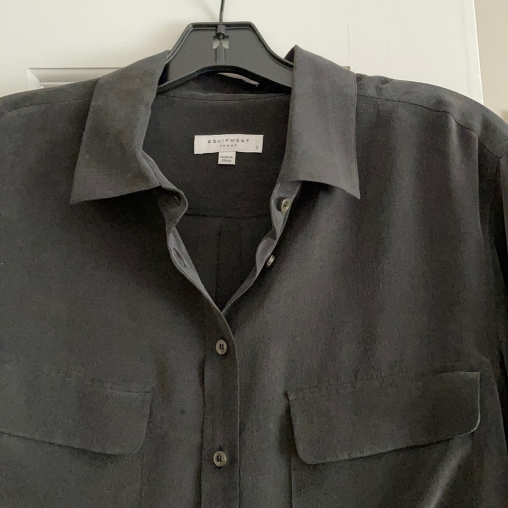 Equipment black silk blouse